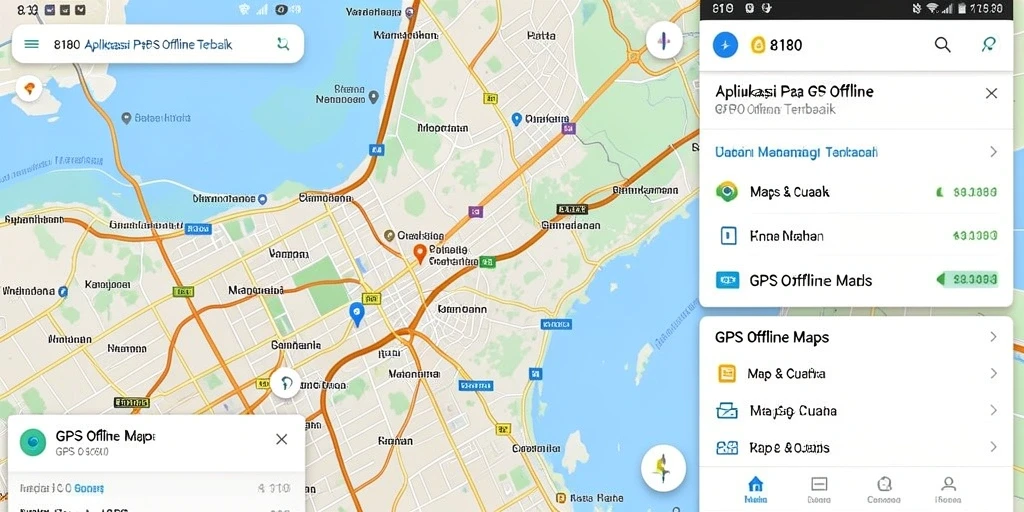 Tampilan antarmuka aplikasi 8180 dengan peta GPS Offline.