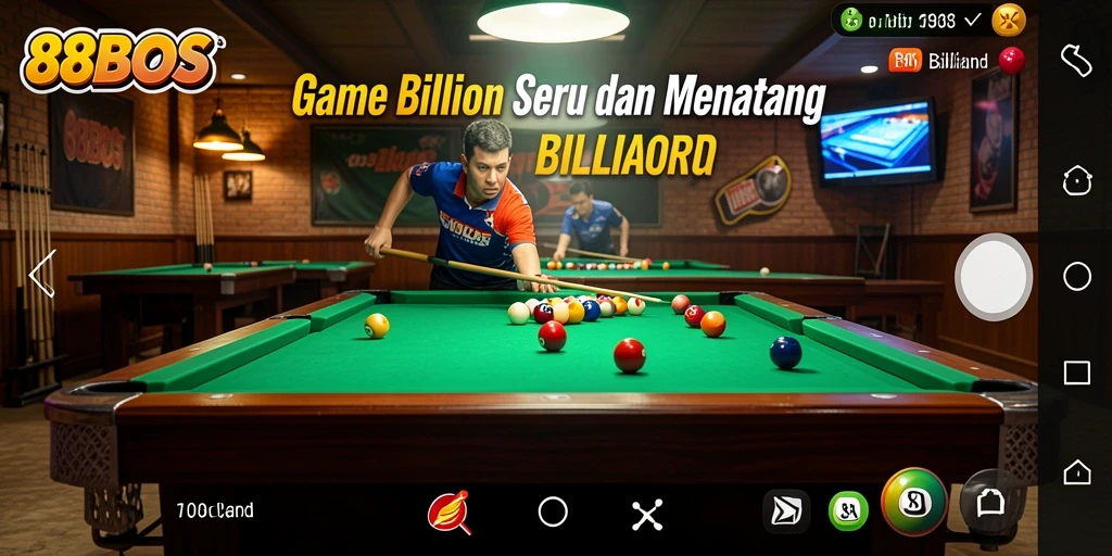 Antarmuka permainan billiard yang menarik dan interaktif di 88BOS.