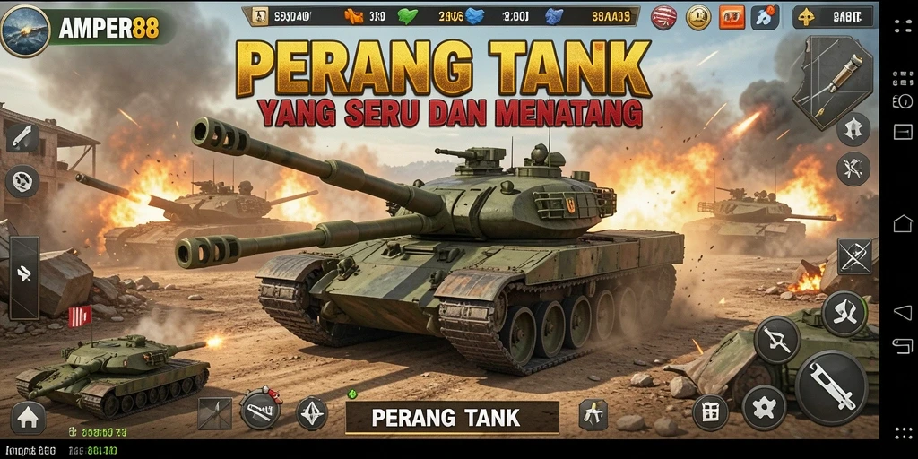 Tampilan antarmuka game Perang Tank yang menarik dan interaktif.
