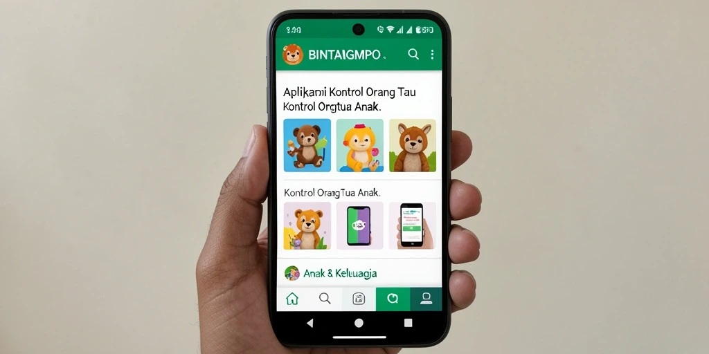 Tampilan antarmuka BINTANGMPO dengan fitur kontrol orang tua yang ramah.