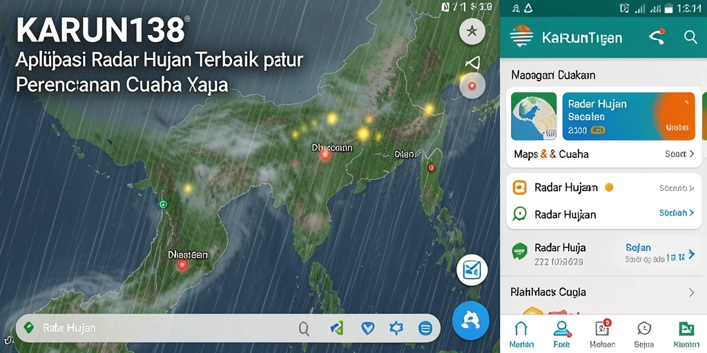 Tampilan antarmuka aplikasi Radar Hujan KARUN138 yang interaktif dan informatif.