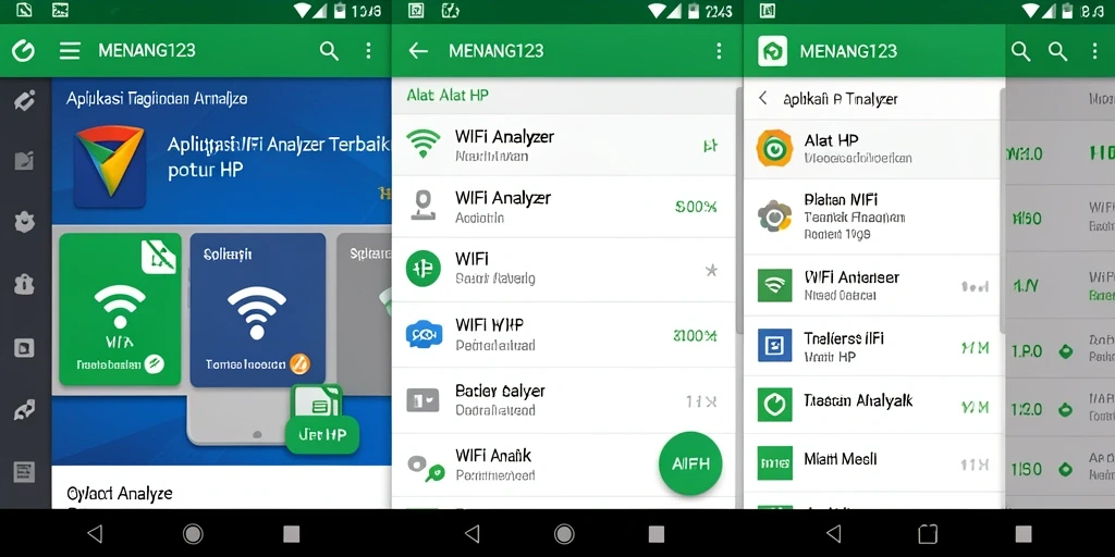 Tampilan antarmuka utama MENANG123 dengan fitur WiFi Analyzer.