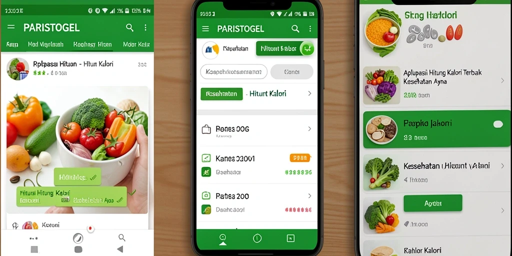 Tampilan antarmuka aplikasi Hitung Kalori PARISTOGEL yang user-friendly.