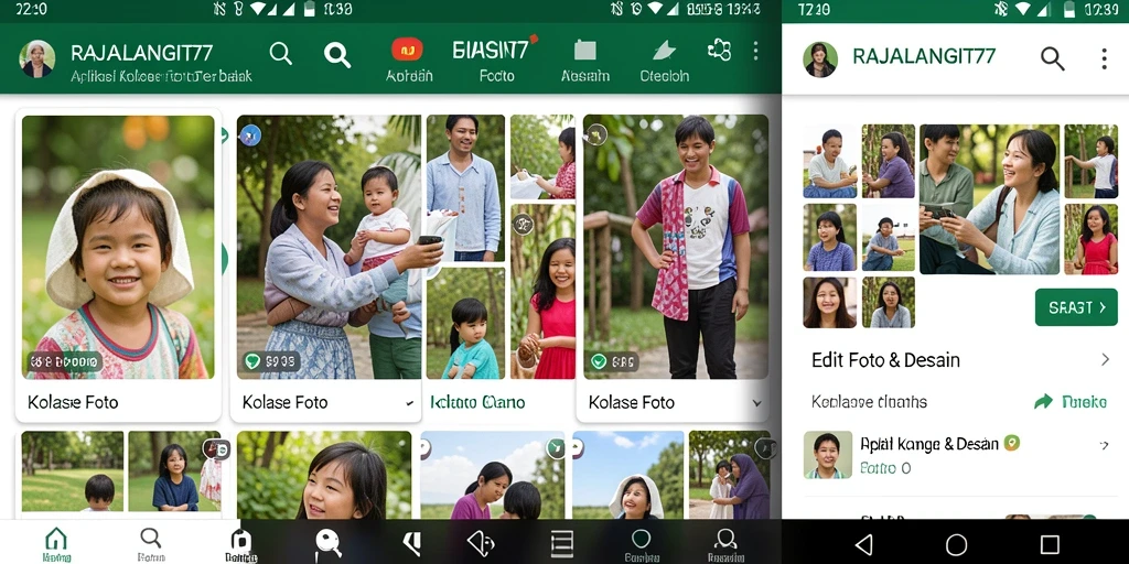 Antarmuka RAJALANGIT77 menampilkan fitur kolase foto yang menarik.
