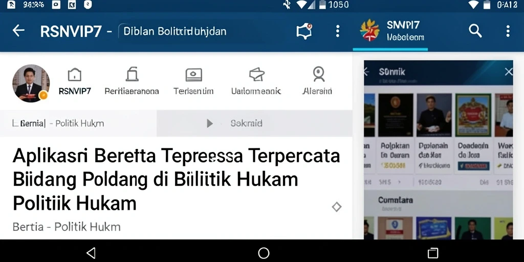 Tampilan antarmuka aplikasi RSNVIP7 untuk berita politik dan hukum.