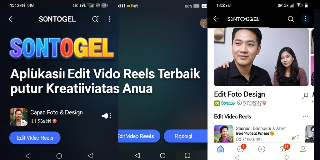 Antarmuka SONTOGEL yang menarik dengan fungsi Edit Video Reels.